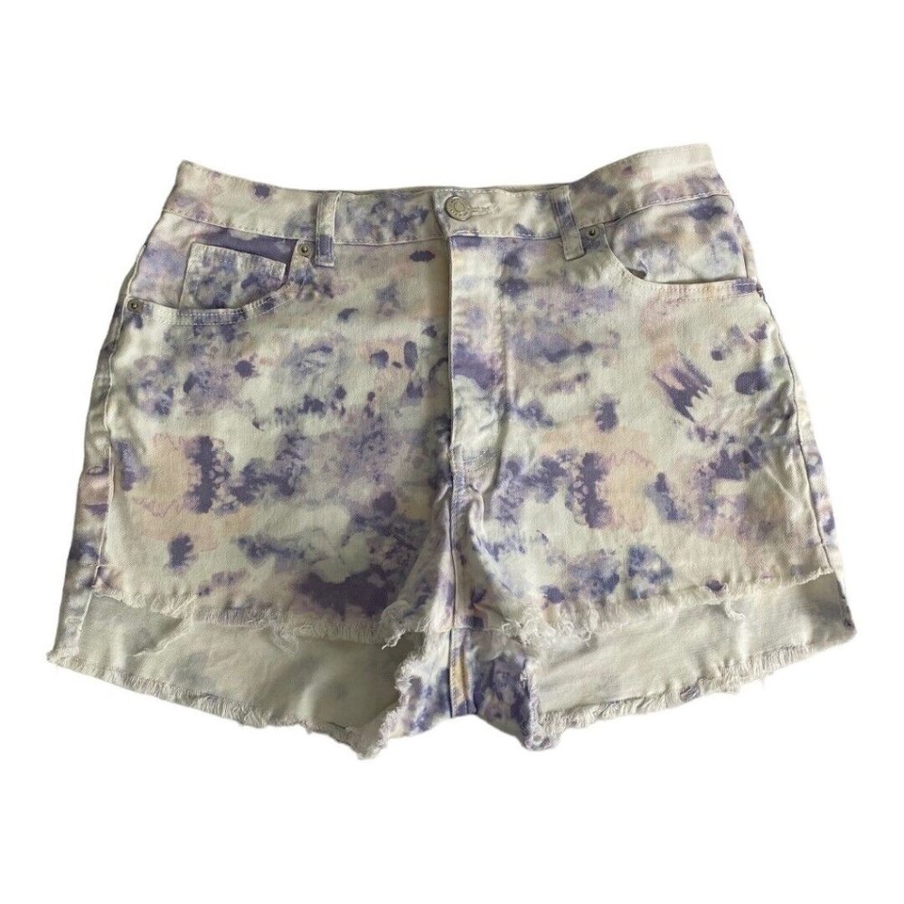 Wild Fable Womens Shorts Adult Size 10 Purple Tie Dye Raw Hem Pockets Denim